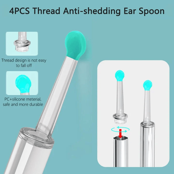 (Last Day Sale- SAVE 50% OFF) Clean Earwax-Wi-Fi Visible Wax Removal Spoon, USB 1296P HD Load Otoscope